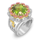 PALM BEACH PERIDOT PINK SAPPHIRE AND DIAMONDS LARGE RING