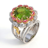 Palm Beach Peridot and Pink Sapphire Diamond Ring