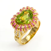 Sweetheart Peridot Pink Sapphire Diamond Ring