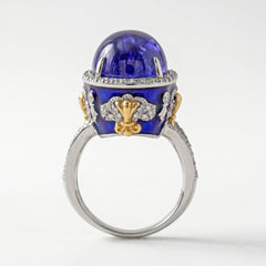 Colors of Life Tanzanite Blue Enamel Diamond Ring