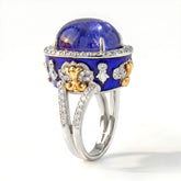 Colors of Life Tanzanite Blue Enamel Diamond Ring