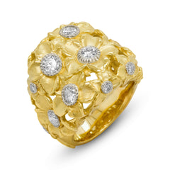 MAYFLOWER 18K GOLD DIAMOND FLOWERS DOME RING