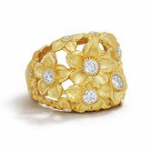 MAYFLOWER 18K GOLD DIAMOND FLOWERS DOME RING