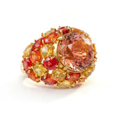 Color Changing Tourmaline Sapphire Cluster Ring