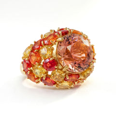 Color Changing Tourmaline Sapphire Cluster Ring
