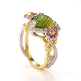 Enchanted Garden Peridot Sapphire Roses Ring