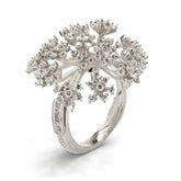DIAMOND FANTASIES 18K WHITE GOLD AND DIAMOND TREE RING