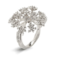 DIAMOND FANTASIES 18K WHITE GOLD AND DIAMOND TREE RING