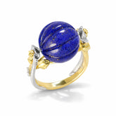 CANDY LAPIS LAZULI 18K TWO TONE GOLD FLOWER ROSES RING