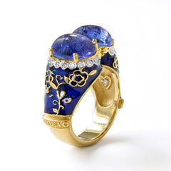 Colors of Life Tanzanite Blue Enamel Ring