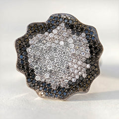 Shaded Black and White Diamond Organic Ring