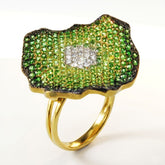 Shaded Tsavorite Garnet Diamond Organic Ring