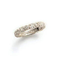 Stambolian Tic Tac Toe 18K White Gold Diamond Stackable Band Ring Top View