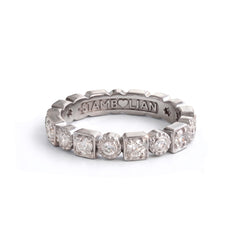 Tic Tac Toe White Gold Diamond Stackable Ring