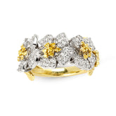 ENCHANTED GARDEN THREE FLOWER CANARY YELLOW DIAMONDS RING