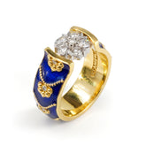 Colors of Life Cobalt Blue Enamel Diamond Cluster Ring