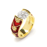 COLORS OF LIFE RED ENAMEL DIAMOND CLUSTER RING
