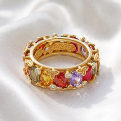 Multi Color Sapphire and Diamond Eternity Band