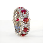 Heart Shape Ruby Diamond White Gold Band