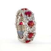 Heart Shape Ruby Diamond White Gold Band