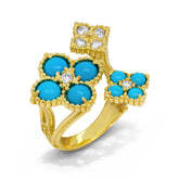 HAPPINESS 18K GOLD SLEEPING BEAUTY TURQUOISE DIAMONDS RING