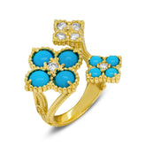HAPPINESS 18K GOLD SLEEPING BEAUTY TURQUOISE DIAMONDS RING