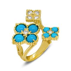 HAPPINESS 18K GOLD SLEEPING BEAUTY TURQUOISE DIAMONDS RING
