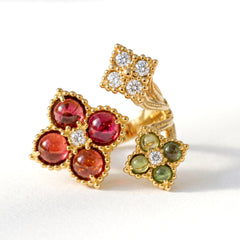 Happiness Cabochon Tourmaline Cluster Bypass Ring