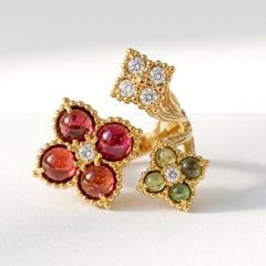 Happiness Cabochon Tourmaline Cluster Bypass Ring
