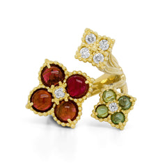 HAPPINESS 18K GOLD CABOCHON TOURMALINES DIAMONDS RING