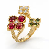 Happiness Cabochon Tourmaline Cluster Bypass Ring