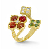 HAPPINESS 18K GOLD CABOCHON TOURMALINES DIAMONDS RING