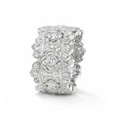 Stambolian Passion 18K White Gold Quatrefoil Diamond Band Ring Close-Up