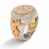 NEVER GIVE UP 18K PINK WHITE GOLD DIAMOND MENS RING