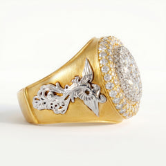 Never Give Up Yellow Gold Diamond Phoenix Ring