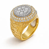 NEVER GIVE UP 18K GOLD AND DIAMONDS MENS RING