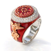 Never Give Up Red Enamel Phoenix Ring