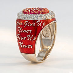 Never Give Up Red Enamel Phoenix Ring