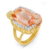 MORGANITE 18K TRI-COLOR GOLD AND DIAMONDS RING