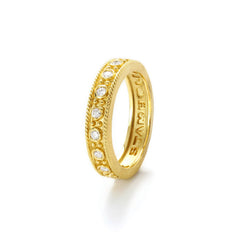 Stambolian 18K Yellow Gold Bezel-Set Diamond Stackable Band Ring Perspective View