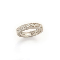 Stambolian 18K White Gold Bezel-Set Diamond Stackable Band Ring