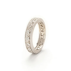 Stambolian 18K White Gold Bezel-Set Diamond Stackable Band Ring