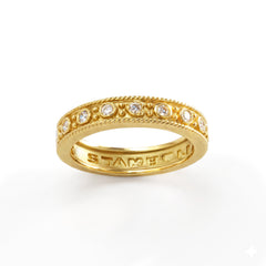 18K Gold Bezel Set Diamond Stackable Band Ring