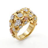Tri-Color Gold and Diamond Mayflower Ring