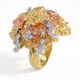 Tree of Life Tri Color Gold Diamond Ring