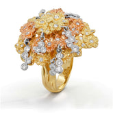 TREE OF LIFE 18K TRI-COLOR GOLD AND DIAMONDS RING