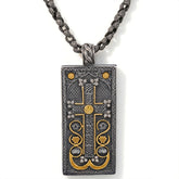 Aged Silver & 18K Gold Armenian Khachkar Cross Pendant
