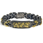 NAPA VALLEY AGED SILVER 18K GOLD GRAPE VINE LINK BRACELET