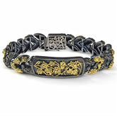 NAPA VALLEY AGED SILVER 18K GOLD GRAPE VINE LINK BRACELET