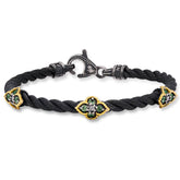 AGED SILVER 18K GOLD GREEN SAPPHIRE CABLE BRACELET - Stambolian | House of Jewels